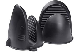 PAIDASHU Silicone Oven Gloves, Pot Holders-Heat Resistant, Non-Slip, Waterproof, Mini Oven Mitts Perfect for Cooking, Baking and BBQ (Black)