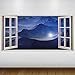 Produktbild EXTRA GROßE Blue Mountains Alien Star Fantasy 3D Vinyl  Sticker Poster Wandsticker Wandtattoo Wandbild Wanddeko -140cm x 70cm (s3138)