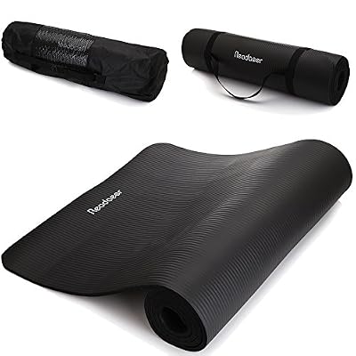 Readaeer Tapis de Yoga/Fitness pour Gym/Pilates/Sport 183 x 61 x 1 cm avec étui et sangle, noir