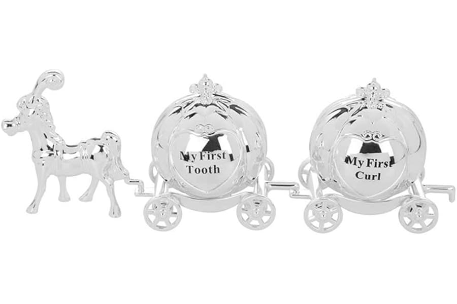 Joe Davies My First Tooth and Curl Cinderella Carriage Christening Gift, Silver