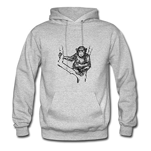 Jameskings Grey Large Custom Grayscale Chimpanzee Sweatshirts For Women