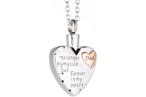 MCJKP No Longer By My Side Forever in My Heart Cremation Jewellery Urn Necklace for Ashes for Mama Ashes Holder Keepsake Pendant Memorial Gifts