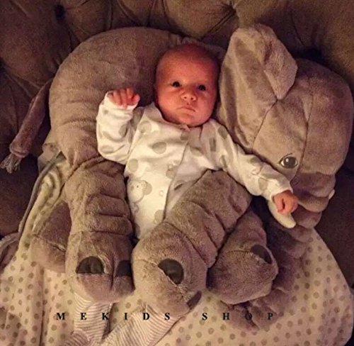 Elephant Soft Animal Plush Toy Baby Pillow, Cuddly Comfortable Boby Pillow Cushion Christmas gifts for your kids. (grey) - 3