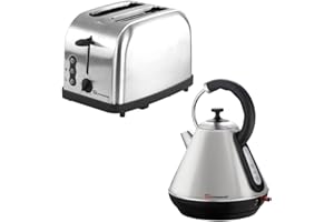 SQ PROFESSIONAL SQPRO Breakfast Set With Matching 1.8L Cordless Kettle & 2 Slice Toaster with 6 Browning Control Settings Set