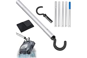 PASLFC Haken für Poolroboter mit Teleskopstange, Teleskopstange mit Haken Pool 185CM, Pool Haken für Stangen,Pool Reinigungszubehör Haken, Generisch Haken für Poolreiniger Roboter Zubehör (A)