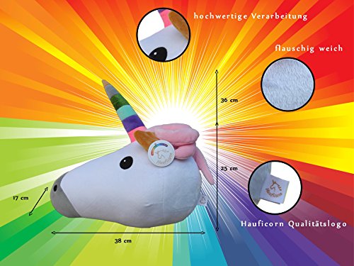 Hauficorn Einhorn Kissen Emoji, Emoticon unicorn, das kuschlige Geschenk - 7