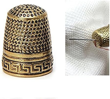 Metal Thimble Finger Protector Finger Metal Shield Protector Pin Needles Sewing Quilting Craft Accessories DIY Sewing Tools (Gold)