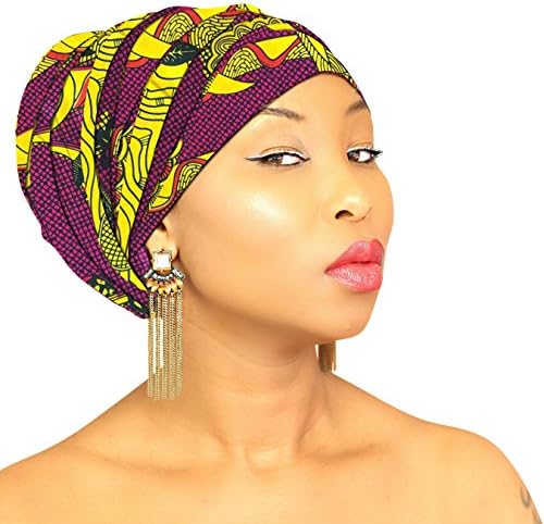 Head Wrap African Fabric Kente Print Hijab Head Wrap Head Scarf Chic Collection Light Weight African Head Wraps Turban Boho Gypsy