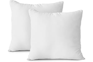MANEMI Relleno Cojin 45x45cm, Funda de Tela Peinada Extra Suave, Almohada de Fibra Huesca siliconada Virgen, Cojin para Sofa o Cama - Blanco, Set 2 Unidades