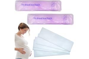 COLDCHILL Wiederverwendbare Kühlakkus zur Schmerzlinderung nach der Geburt und Hämorrhoiden, für Frauen nach der Schwangerschaft, 2 Kühlakkus und 3 Abdeckungen. (Lila & Vliesbezug)