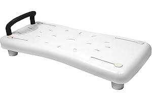 JNGLGO Vasca da bagno con maniglia, sedile per vasca da bagno, sedile regolabile con portasapone, in plastica, colore nero