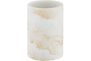 ‎WENKO DIE BESSERE IDEE WENKO kubek na szczoteczki do zębów Odos, wysokiej jakości pojemnik na szczoteczki do zębów ze stabilnej żywicy poliestrowej o wyglądzie marmuru, Ø 8 x 10 cm, biały/złoty