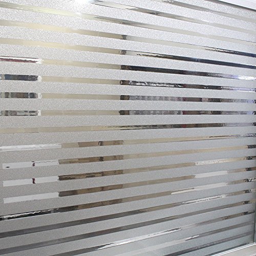 Tamia-Living Statische Fensterfolie 90% UV-Sonnenschutz Selbsthaftende Sichtschutzfolie Glasdekor „Lineal Weiß 2,5cm“S018 (90x100cm) - 2