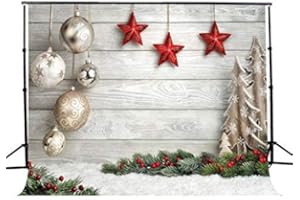 AIIKES 7x5FT Weihnachtsfotografie Hintergrund Weihnachtsbaumdekoration Schneeflockengrund Holzwand Hintergrund Home Weihnachtsfeier Dekoration Hintergrund Studio Fotografie Hintergrund 10-384
