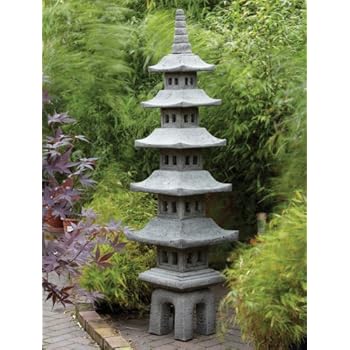 Large Chinese Garden Ornaments - Seven Piece Japanese Pagoda Lantern