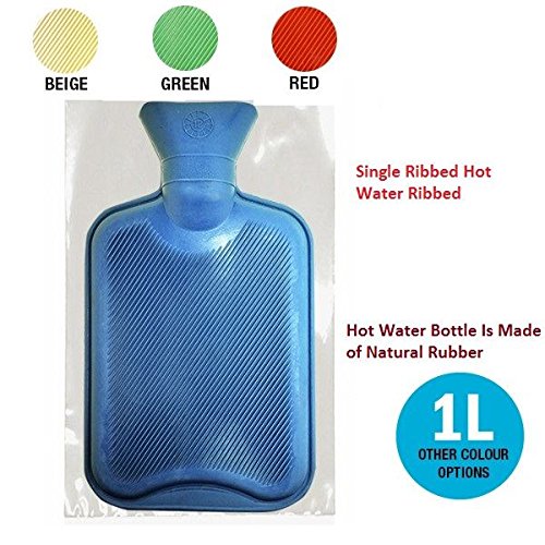 1 litre Natural Rubber Hot Water Bottle Heat Therapeutic Pain Relief Aid Bed Hand Warmer Winter British Standard Approved