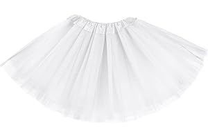 QUILAX Tutú blanco, falda de tul de 3 capas para baile de bailarina, tutú de cintura elástica para niñas y mujeres, falda rave para Halloween, Navidad, disfraz de fiesta de baile