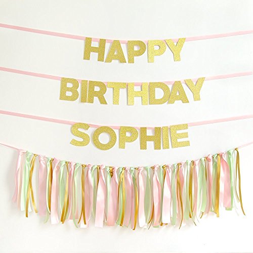 Happy Birthday Wall Banner Custom Name Stylish Handmade Wall