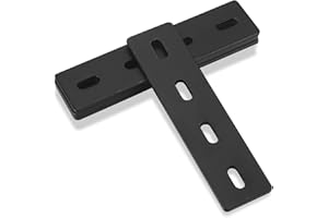 BAYIDUN 4 Stk Verstellbare Flachverbinder, flache Reparaturplatten mit Schlitzen, Metallverbinder Holzverbinder Verbindungsplatte, schwarze Flache Ecke Bracket mit Langloch für Holz Möbel (155x38x4mm)