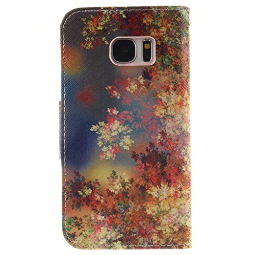 Samsung Galaxy S7 Hülle, BoxTii® Schutzhülle + Frei Hartglas Displayschutzfolie, PU Leder Hülle mit Kartenfächern Magnetverschluss und Ständer Funktion für Samsung Galaxy S7, Kratzfeste Weiche Lederhülle Flip Wallet Ledertasche Wickelfalz Handyhülle mit Silikon Rückschale Case Cover für Samsung Galaxy S7 (#9 Baum) - 2