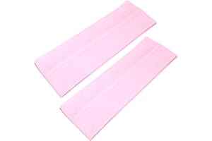 WESTEND CHOICE 7cm Wide Headbands 2 Pack Plain Stretchy Hairband Unisex Kylie Headband Bandeau Gym Exercise Headbands for Women & Men Soft Yoga Head Band (Light pink)