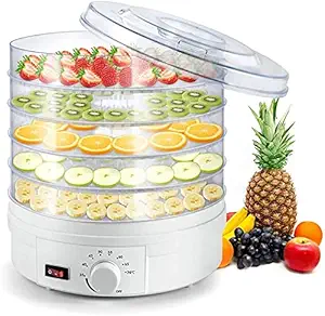 COSKIRA Food Dehydrator Machine, Electric Fruit Dryer 5 Trays Adjustable Temperature Control with Roll Up and Mesh Tray, Dehydrators for Food and Jerky Meat Herbs Spice Vegetable Snacks Dog Treats