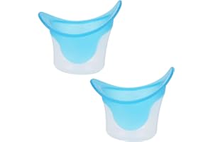 PENITUE 2pcs Silicone Eye Wash Cups, Reusable Eye Bath Cup Flush Kit for Quick Rinse Relief from Dust Makeup Irritants Portable Cleaner for Home Travel (Blue)