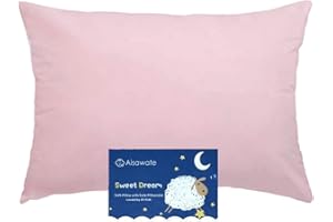 Aisawate Toddler Pillow with Pillowcase - 13X18 Soft Organic Cotton Travel Pillows for Sleeping - Machine Washable - Toddlers, Kids, Child - Perfect for Toddler Cot, Bed Set（Pink）