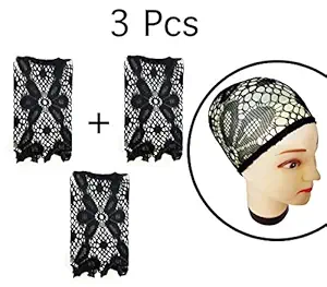 AASA Wig Cap For Women Full Head Black Set of 3Pcs 10 Gram Pack Of 1