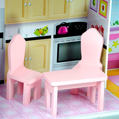 Teamson Kids - Fancy Mansion Wooden Doll House with 13 pcs Furniture for 12 inch Dolls