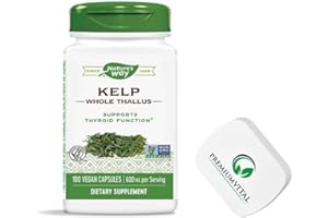 PremiumVital, Nature's Way, Kelp Whole Thallus (ganzer Thallus), 600mg, 180 vegane Kapseln, mit praktischer Pillendose, Laborgeprüft, Glutenfrei, Sojafrei, Vegetarisch
