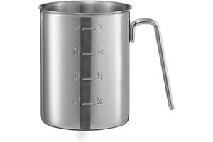 Rösle Messbecher, Hochwertige Messkanne mit Maßzahlen innen und außen, Inhalt 1 L, Edelstahl 18/10, Rundumschüttrand, Drahtgriff, Gastroqualität, Spülmaschinengeeignet, Silberfarben, 24038