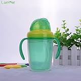 luerme 230 ml Süße Babys Kids Kinder Double Layer hitzebeständig Trinkbecher Stroh Trinken Flasche mit Griffen - 6