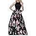 Produktbild Elecenty Vintage Partykleid Damen,Reizvolle Halterkleid Blumenmuster Rückenfrei Swing Kleider Frauen Sommerkleid Ärmellos Lang Kleid Abendkleider Cocktailkleid Hochzeitskleider (S, Schwarz)
