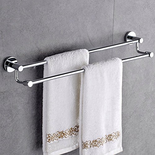 Spring Fever Badezimmer Double Handtuch Bars, Regal Rack zum Aufhängen Handtuch für Bad Aufbewahrung, edelstahl, chrom-Finish, edelstahl, silber, 80 cm - 2