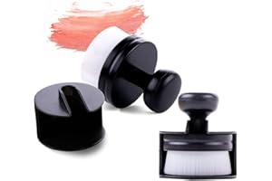 Yoseng Blending Brushes for Card Making with Stand, Ink Blending Tool for Paper Crafter,Brush Head Diameter 2" (Black 2 pack)