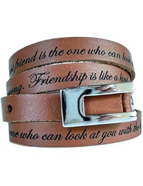 Area17 Gravur Lederarmband - 70 cm mit Koppelschließe cognac - mit Wunsch Gravur