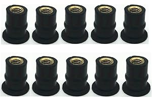 WOETWOAT 10x M4/M5/M6 Motorrad Windschutzscheibenmutter, Gummimuttern Motorrad Windschutzscheibe Schraube Befestigungsmuttern Windschutzscheiben Wellenmutter (Straight convexity,M5)