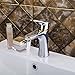 Produktbild TougMoo Wasser Neue 97140 Groß Chrom & Golden Brass traditionelles Design Mixer Badezimmer Armatur einzigen Griff Waschbecken Armatur, Chrom, Weiß