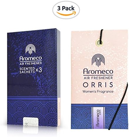 Aromeco Car Air Freshener - Wardrobe Freshener - Shoe Freshener - Toilet Freshener - Room Freshener - Handbag Freshener - Scented Sachet - Women's Fragrance - Orris, Pack of 3