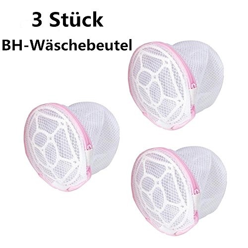 Preisvergleich Produktbild huichang BH-Wäschebeutel, 3 Stück Wiederverwendbare Wäschesack mit Reißverschluss Wäschenetz für Waschmaschine, für BHs, Kleidung, Socken, und Baby Kleidung Usw (Rosa)