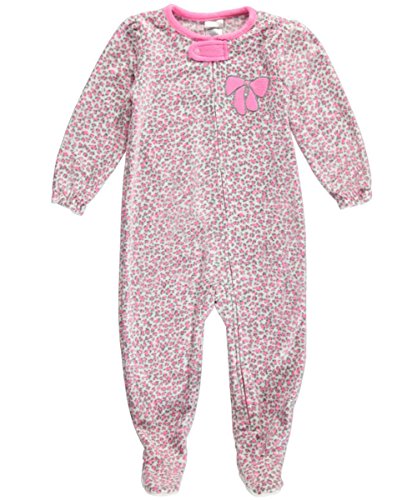 Absorba Baby Girls' "Leopard Bow" 1-Piece Pajamas - pink/multi, 18 months