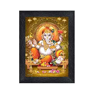 PnF Ganeshji Religious Wood Photo Frames with Acrylic Sheet (Glass) for Worship/Pooja(photoframe,Multicolour,8x6inch)-22354