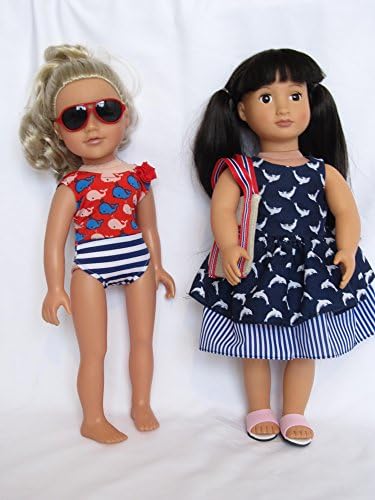 Dollies Boutique Swimsuit, dress, sandals, sunglasses and bag to fit Designafriend, Sindy, Our Generation ND OTHER 18" DOLLS