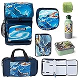 Regenschutz / Sicherheitshülle für Schulranzen von Familando in auffällig gelber Warnfarbe für mehr Sicherheit / Sichtbarkeit im Straßenverkehr. Komplett-Set für die Einschulung. Kinder-Schulranzen