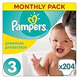 Pampers Premium Protection Nappies Monthly Saving Pack - Size 3, Pack of 204 (Personal Care)