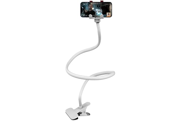 SWAPKART SWAPKART Flexible Mobile Tabletop Stand, Metal Built -for Video, Heavy Duty Foldable Lazy Bracket Clip Mount, Multi Angle Clamp for All Smartphones (White)