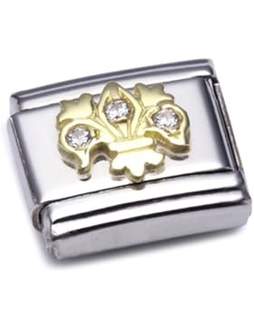 Nomination Comp. Classic DAILY LIFE Edelstahl, 18K-Gold und Cubic Zirc. (Lilie WEISS) 030307