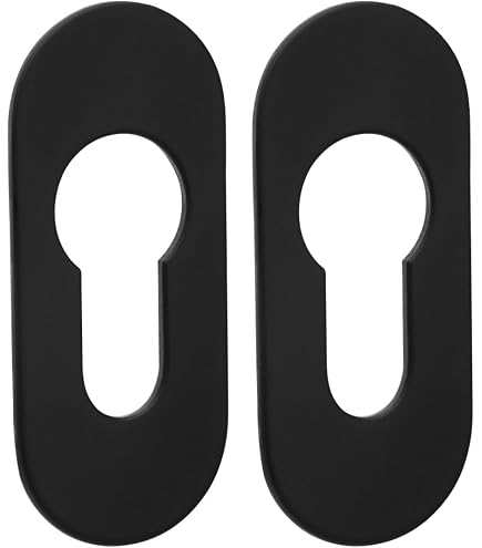 Plaque De Propreté (Trou De Clé) Style Ancien Noir Mat - 68x48 Mm - Acier - Neuf