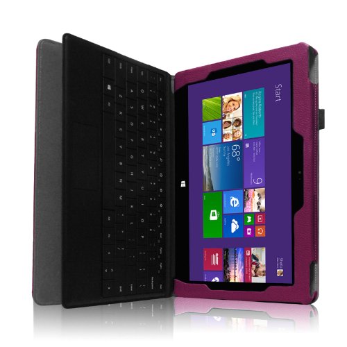 [Eckenschutz] Fintie Microsoft Surface Pro / Pro 2 Hülle Case – Hochwertige Kunstleder Slim Fit Stand Cover Tasche Schutzhülle Etui mit Stylus-Halterung für Microsoft Surface Pro / Pro 2 10.6″ Zoll Tablet, Lila - 6